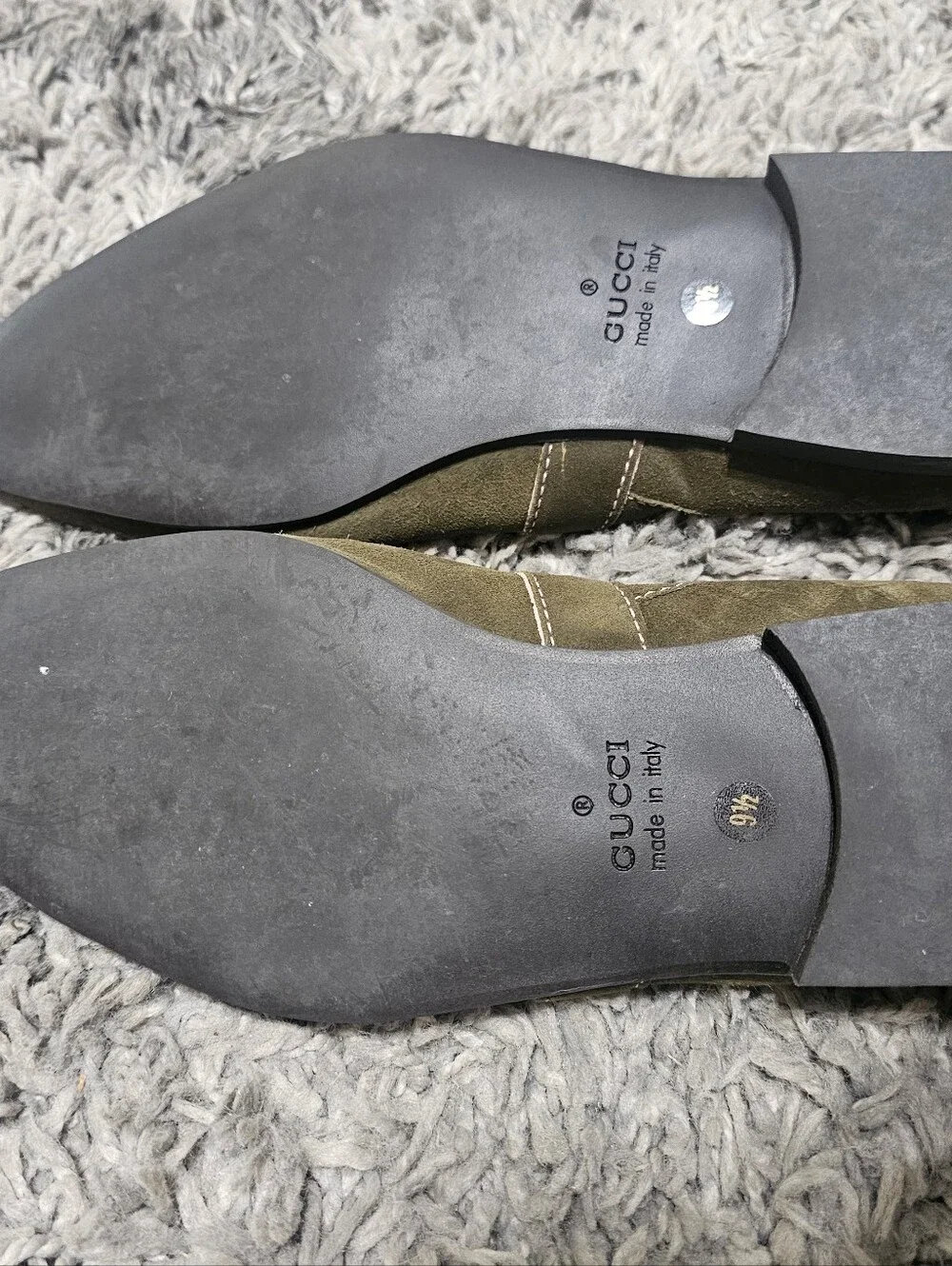 Gucci Men's Olive Green Suede Penny Loafers Size 9.5 w/ Dust Bags